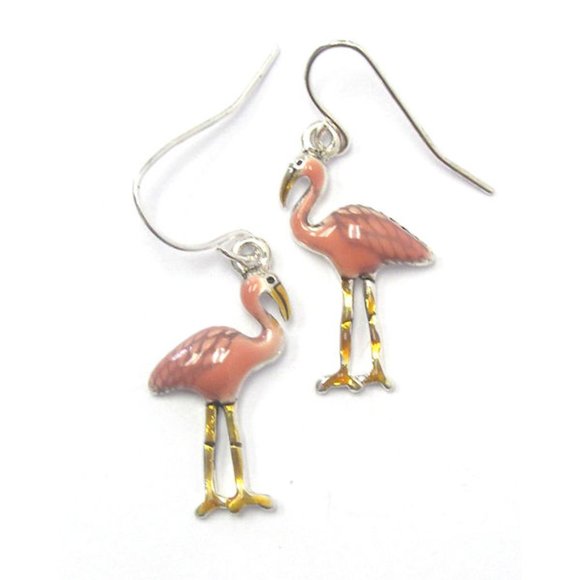 Pretty Pink Flamingo Enamel Earrings - Picture 2 of 2